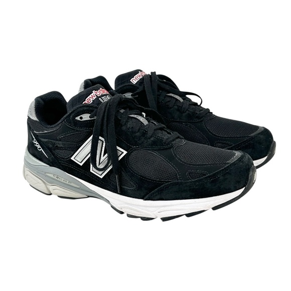 New Balance 990v3 Made in USA Black White Mesh Suede Low Top Sneakers sz 11.5